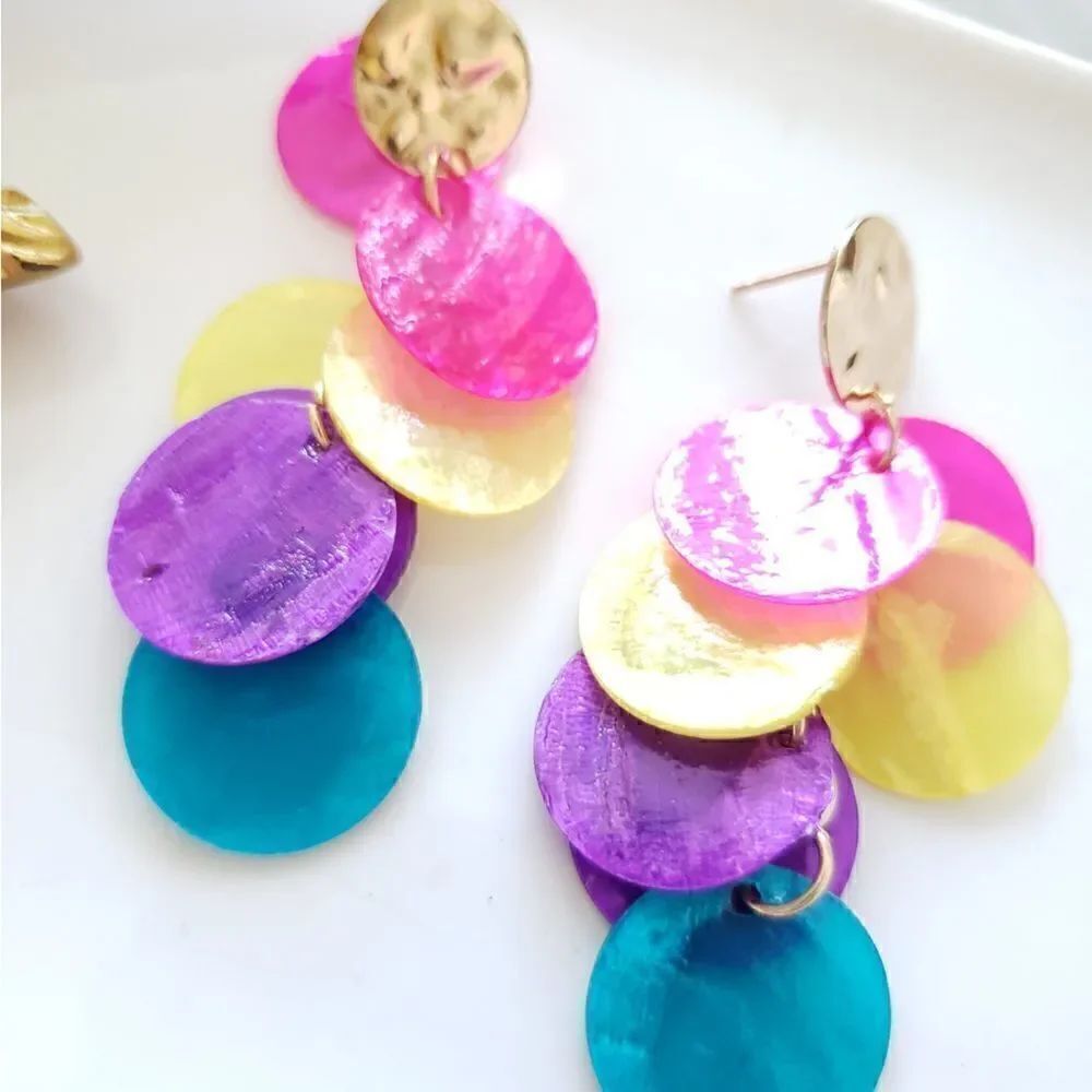 Zara MultiColored- Natural Shell Earrings - Picture 7 of 10